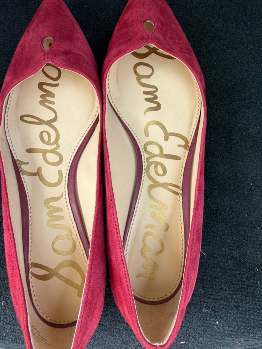 Sam Edelman Women's Burgundy Suede Pointed-Toe Flats Size 6.5 - Picture 4 of 6